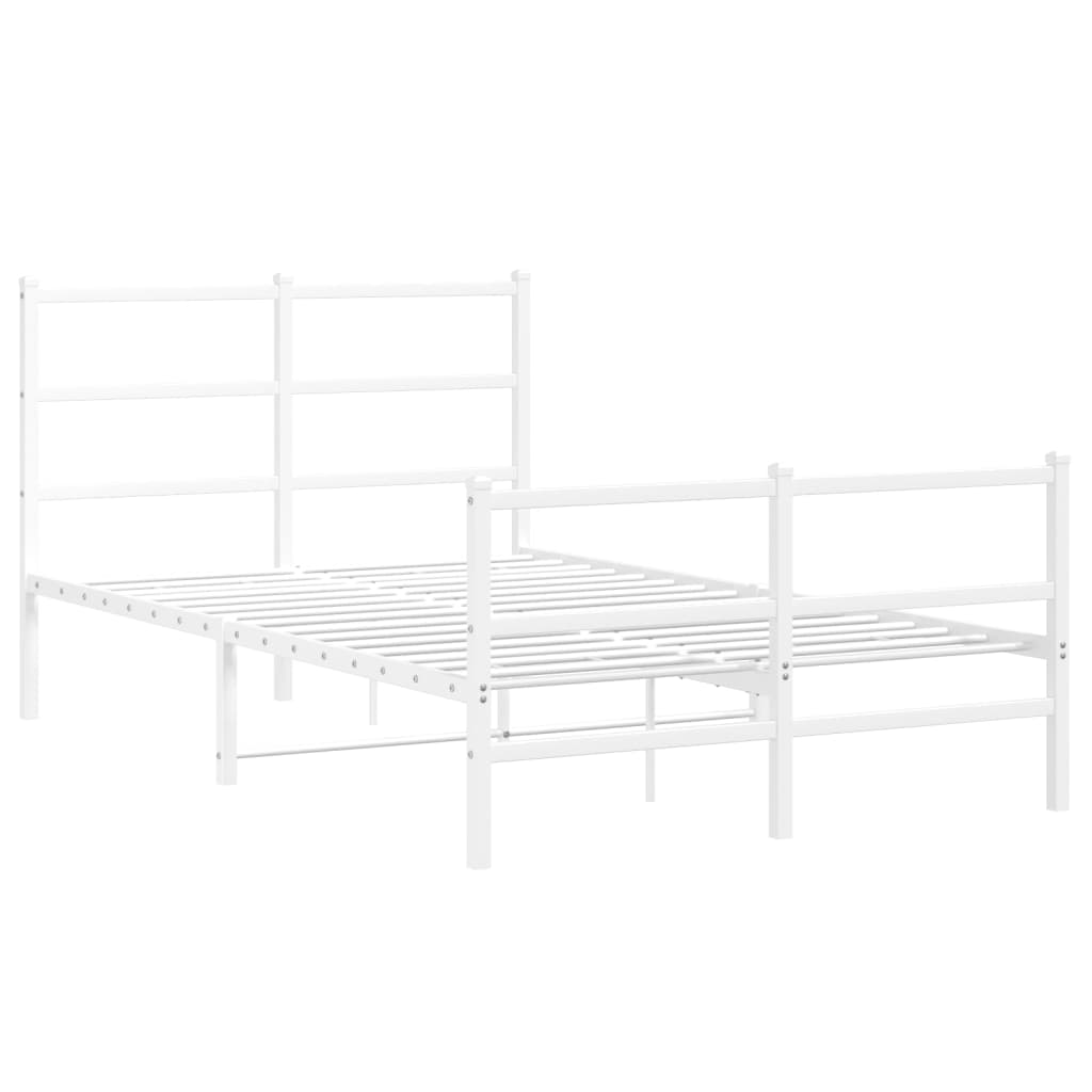 Sengeramme i metall med hode- og fotgavl hvit 120x200 cm