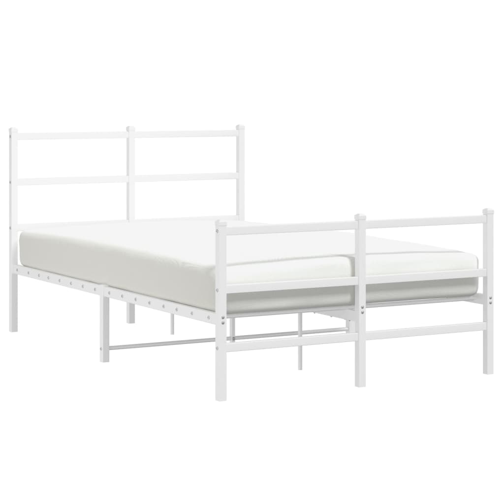 Sengeramme i metall med hode- og fotgavl hvit 120x200 cm