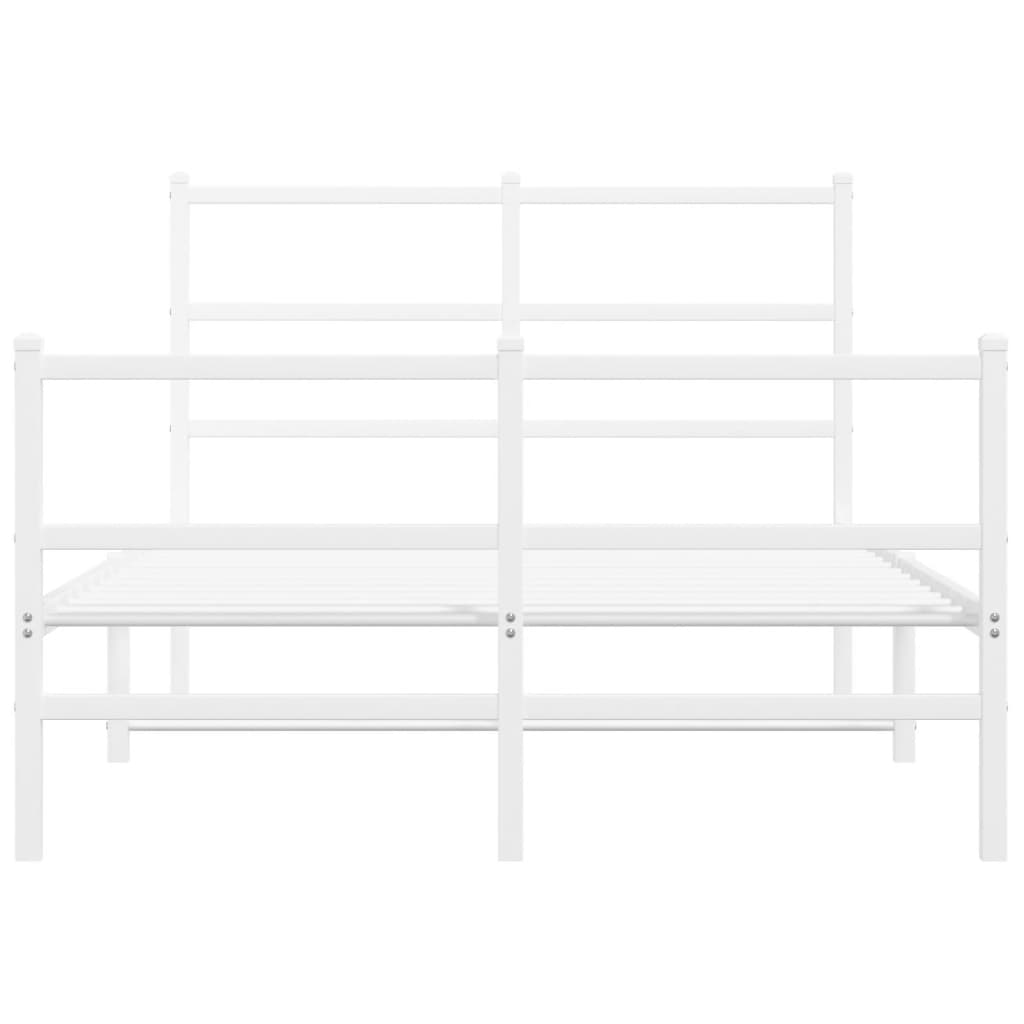 Sengeramme i metall med hode- og fotgavl hvit 120x200 cm