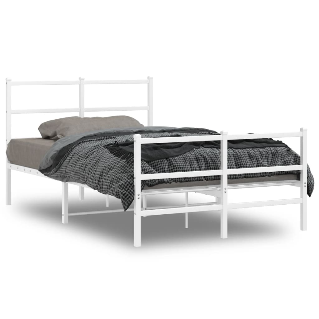 Sengeramme i metall med hode- og fotgavl hvit 120x200 cm