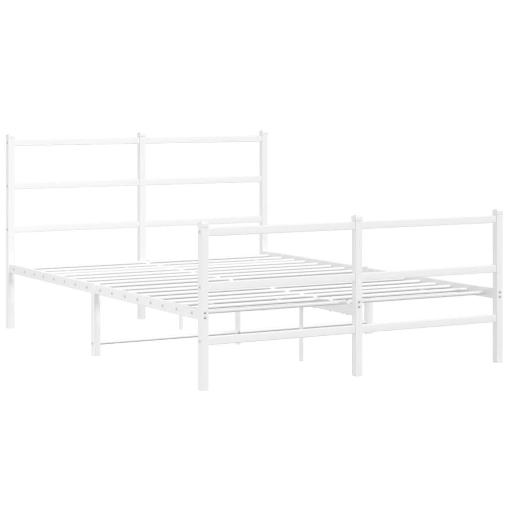 Sengeramme i metall med hode- og fotgavl hvit 135x190 cm
