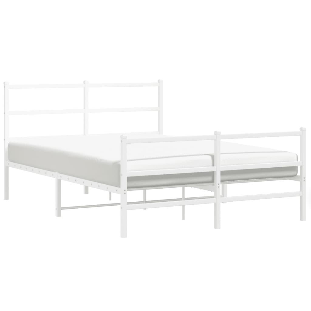 Sengeramme i metall med hode- og fotgavl hvit 135x190 cm