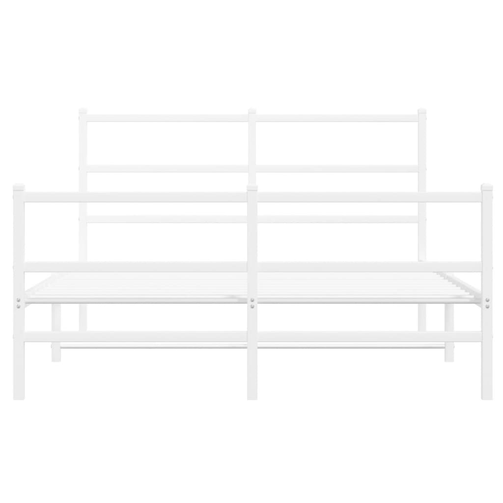 Sengeramme i metall med hode- og fotgavl hvit 135x190 cm