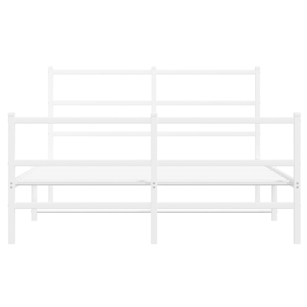 Sengeramme i metall med hode- og fotgavl hvit 140x200 cm
