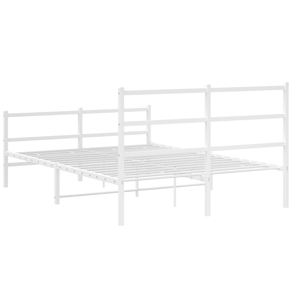 Sengeramme i metall med hode- og fotgavl hvit 140x200 cm