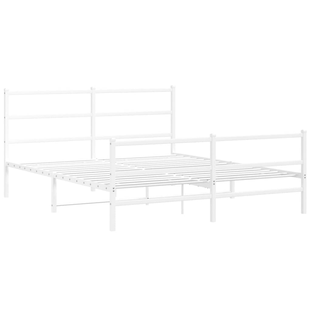 Sengeramme i metall med hode- og fotgavl hvit 150x200 cm