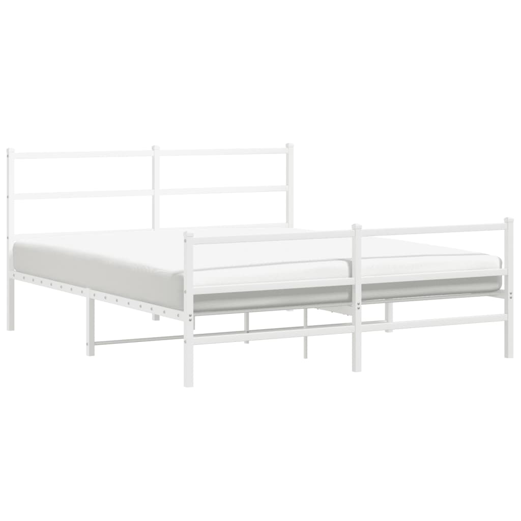 Sengeramme i metall med hode- og fotgavl hvit 150x200 cm
