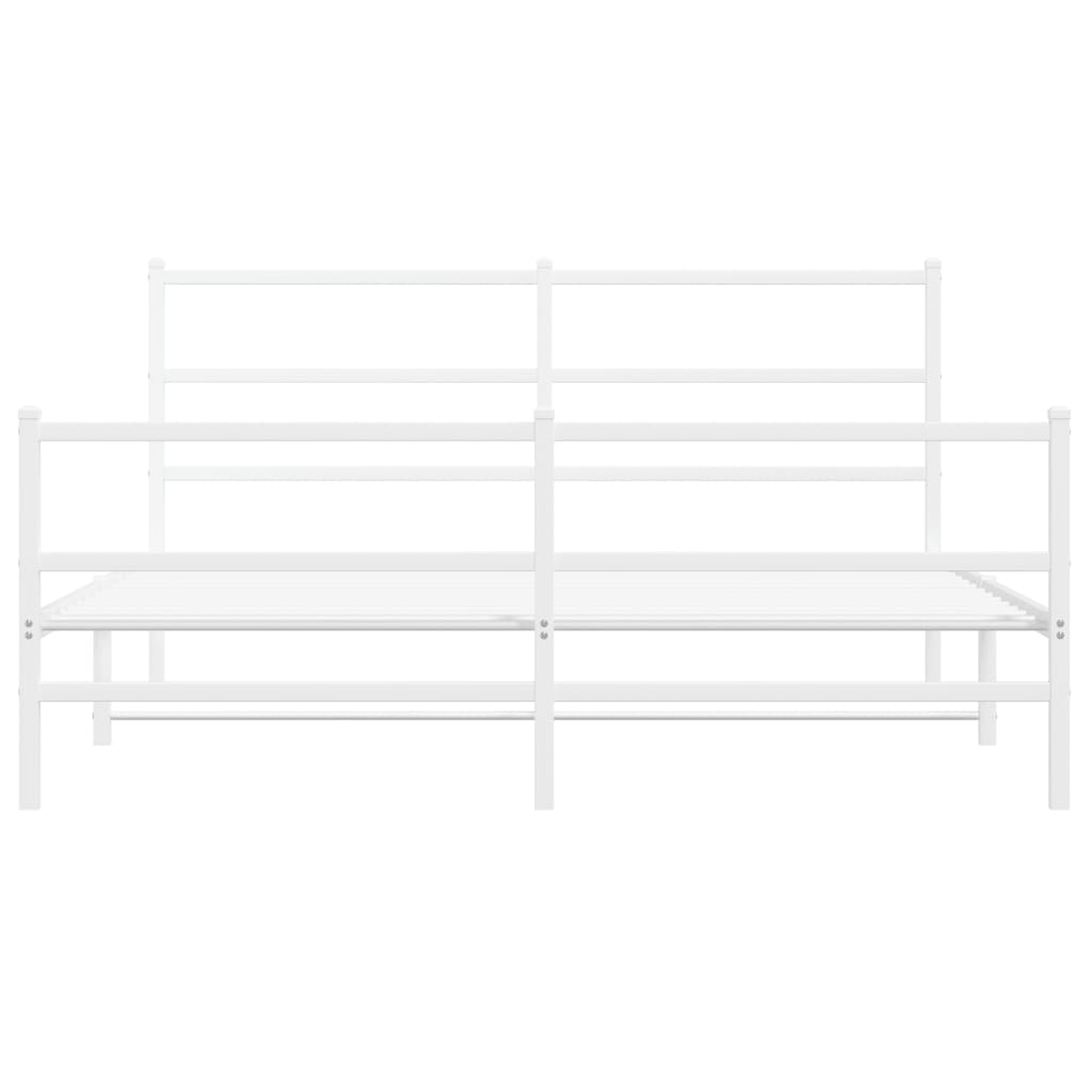 Sengeramme i metall med hode- og fotgavl hvit 150x200 cm