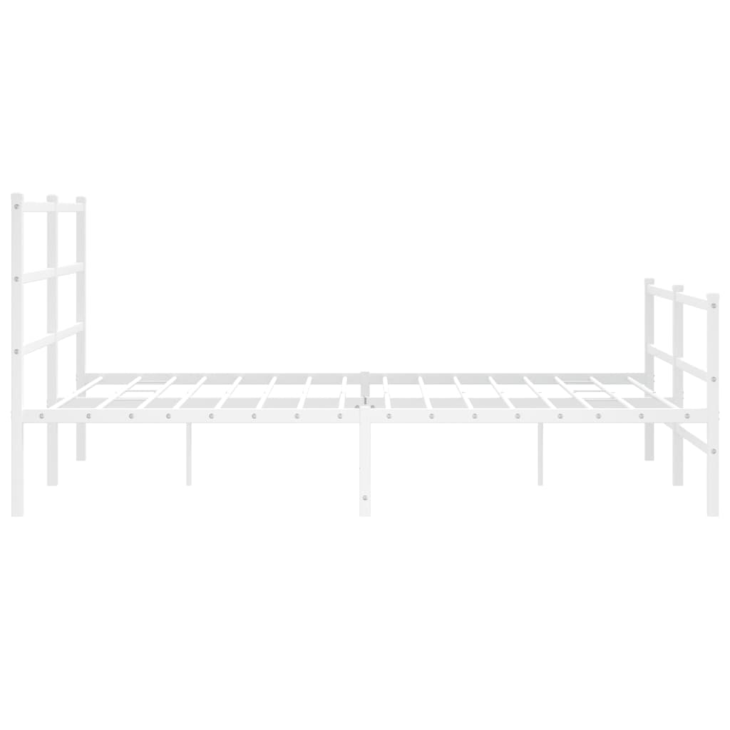 Sengeramme i metall med hode- og fotgavl hvit 150x200 cm