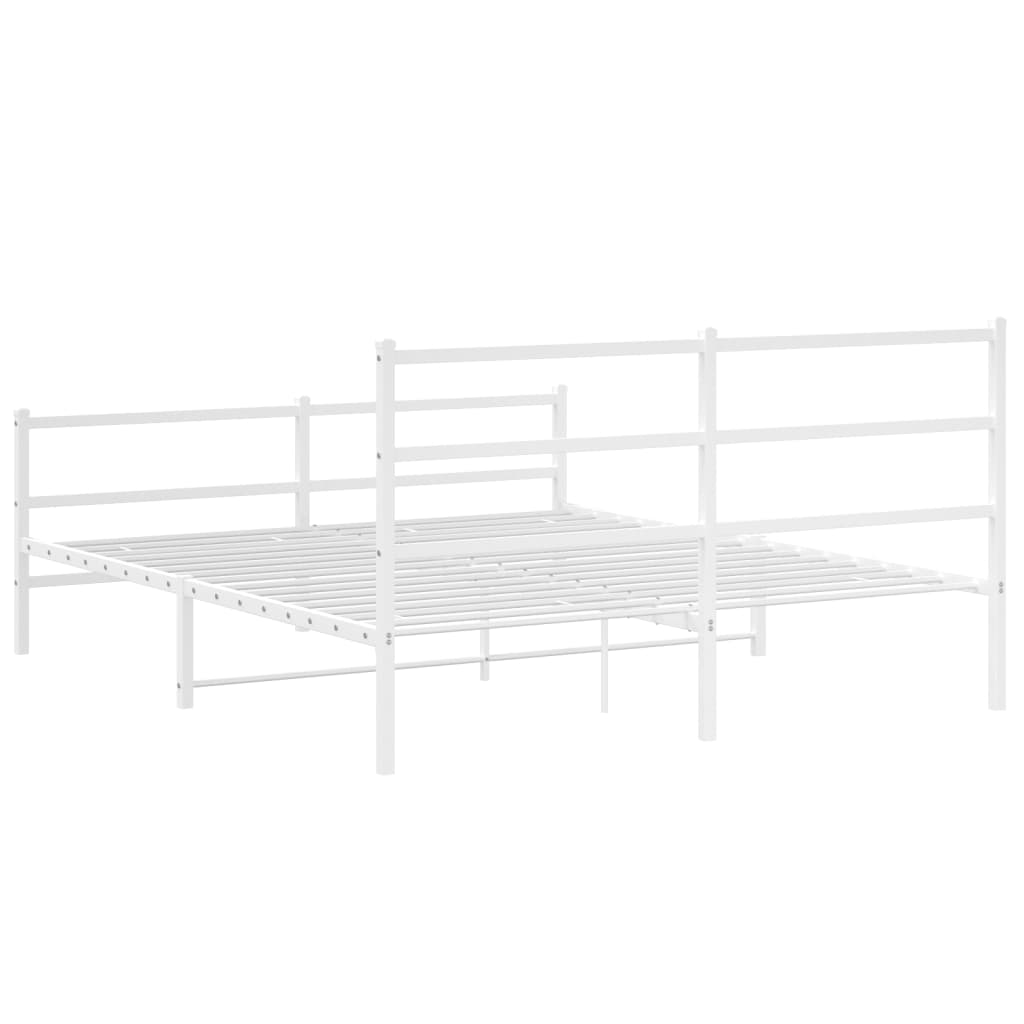 Sengeramme i metall med hode- og fotgavl hvit 150x200 cm