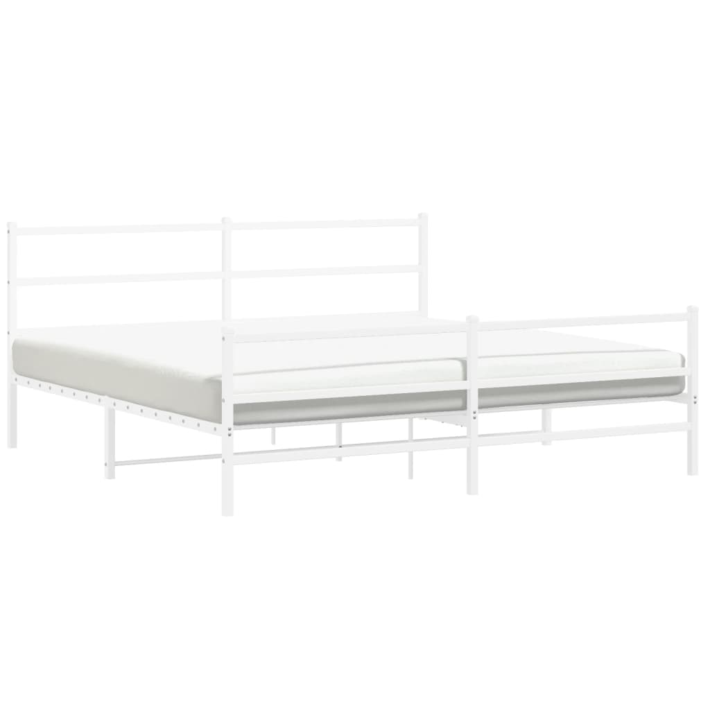 Sengeramme i metall med hode- og fotgavl hvit 183x213 cm