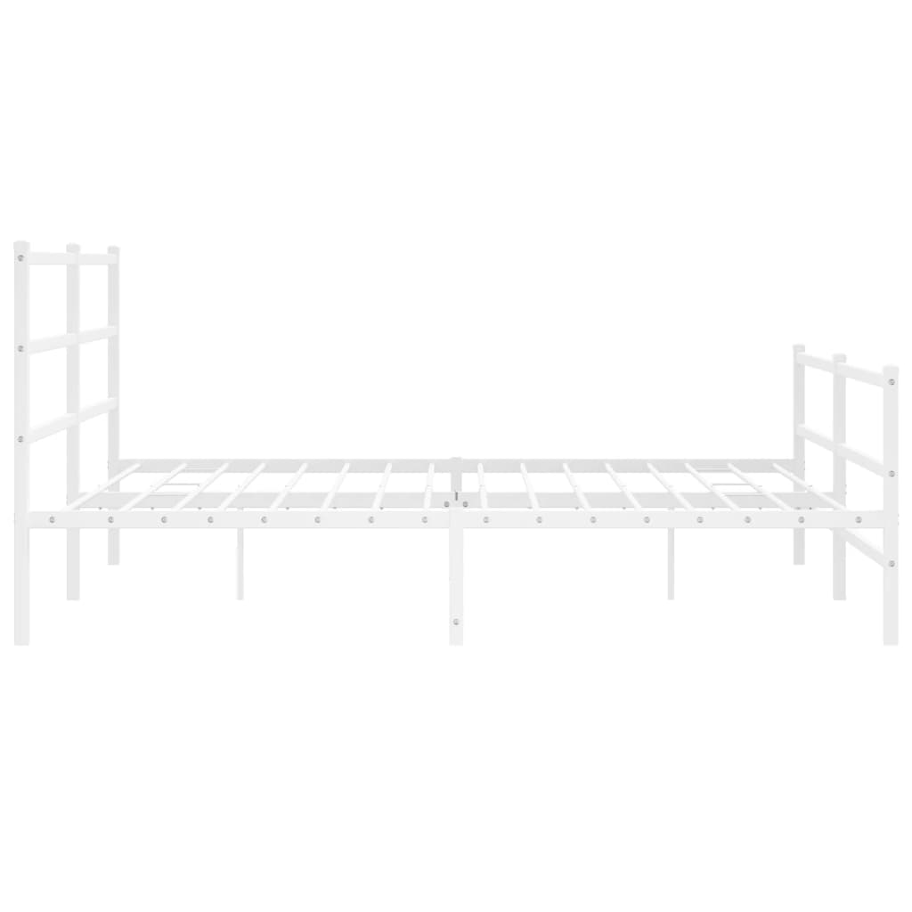 Sengeramme i metall med hode- og fotgavl hvit 183x213 cm
