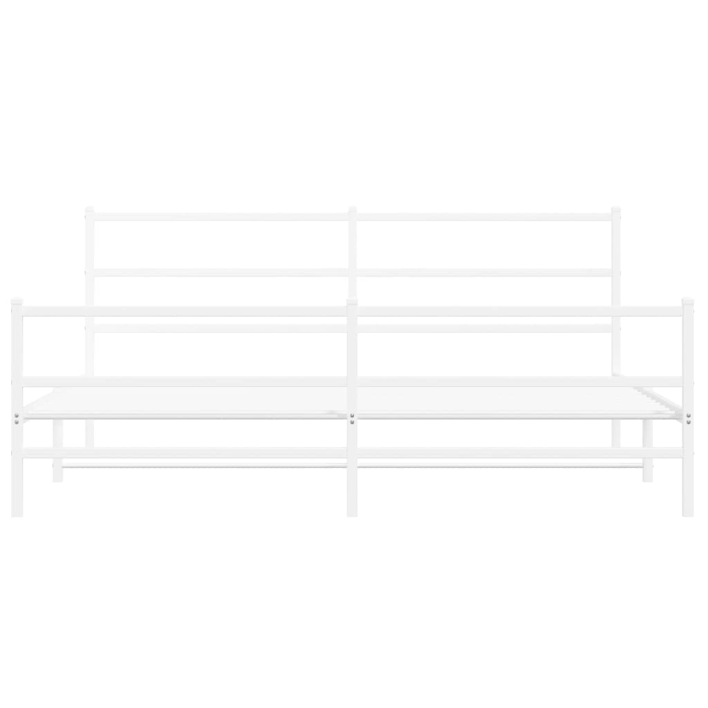 Sengeramme i metall med hode- og fotgavl hvit 193x203 cm