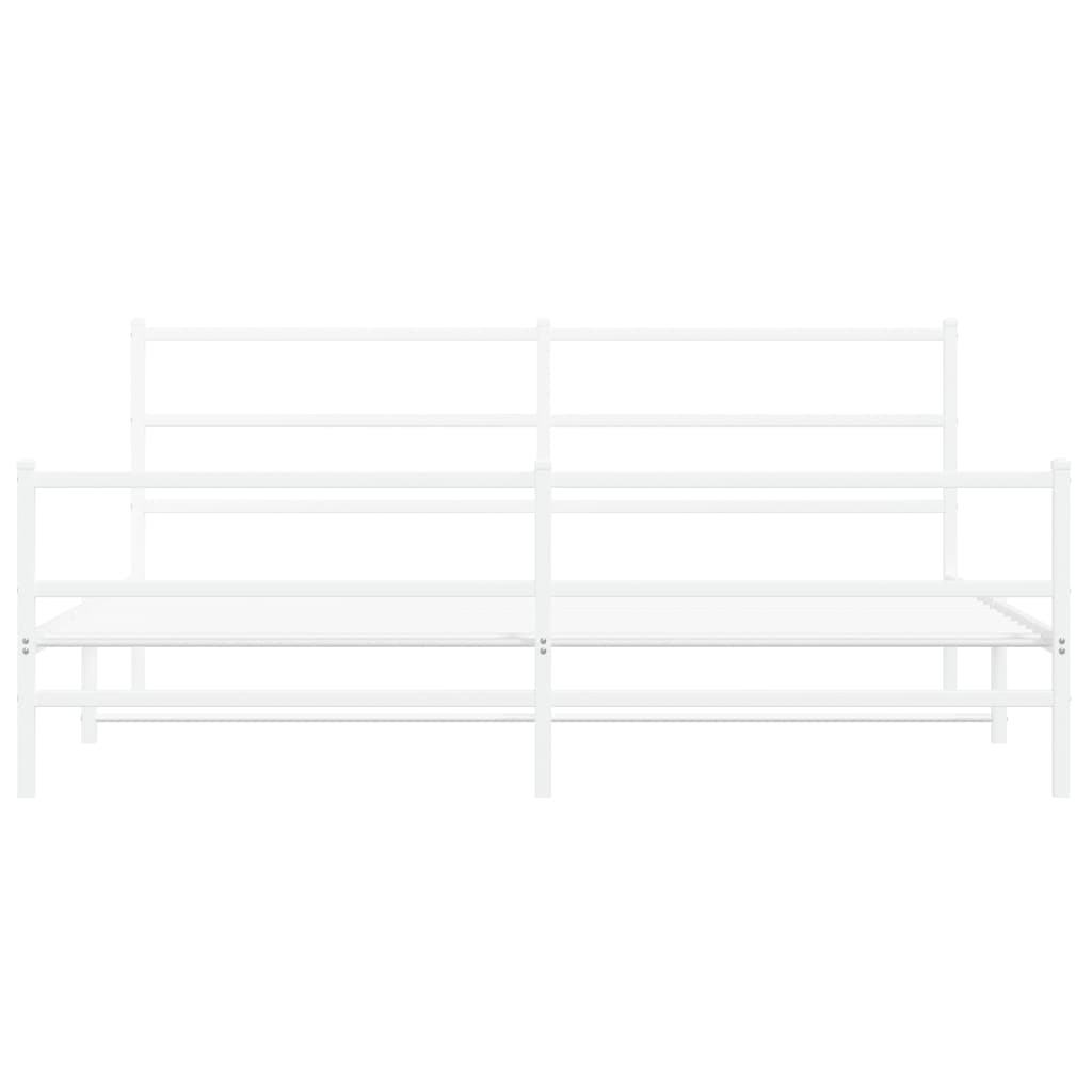 Sengeramme i metall med hode- og fotgavl hvit 200x200 cm