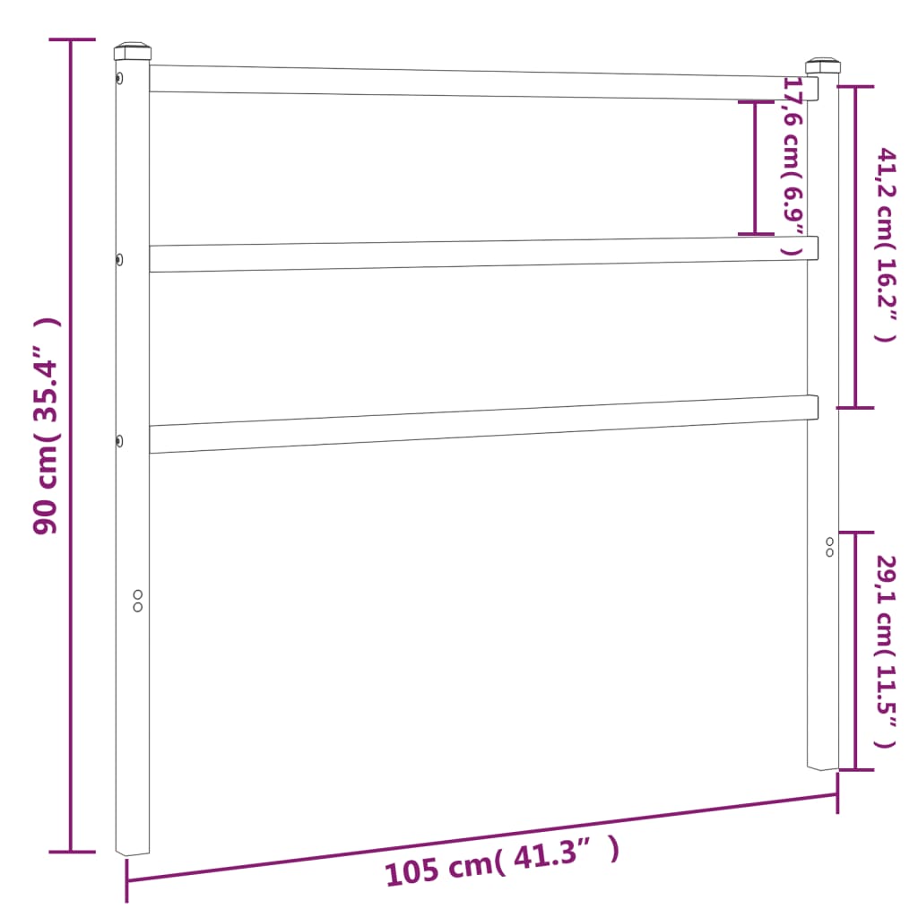 Utskiftbar sengegavl i metall hvit 100 cm