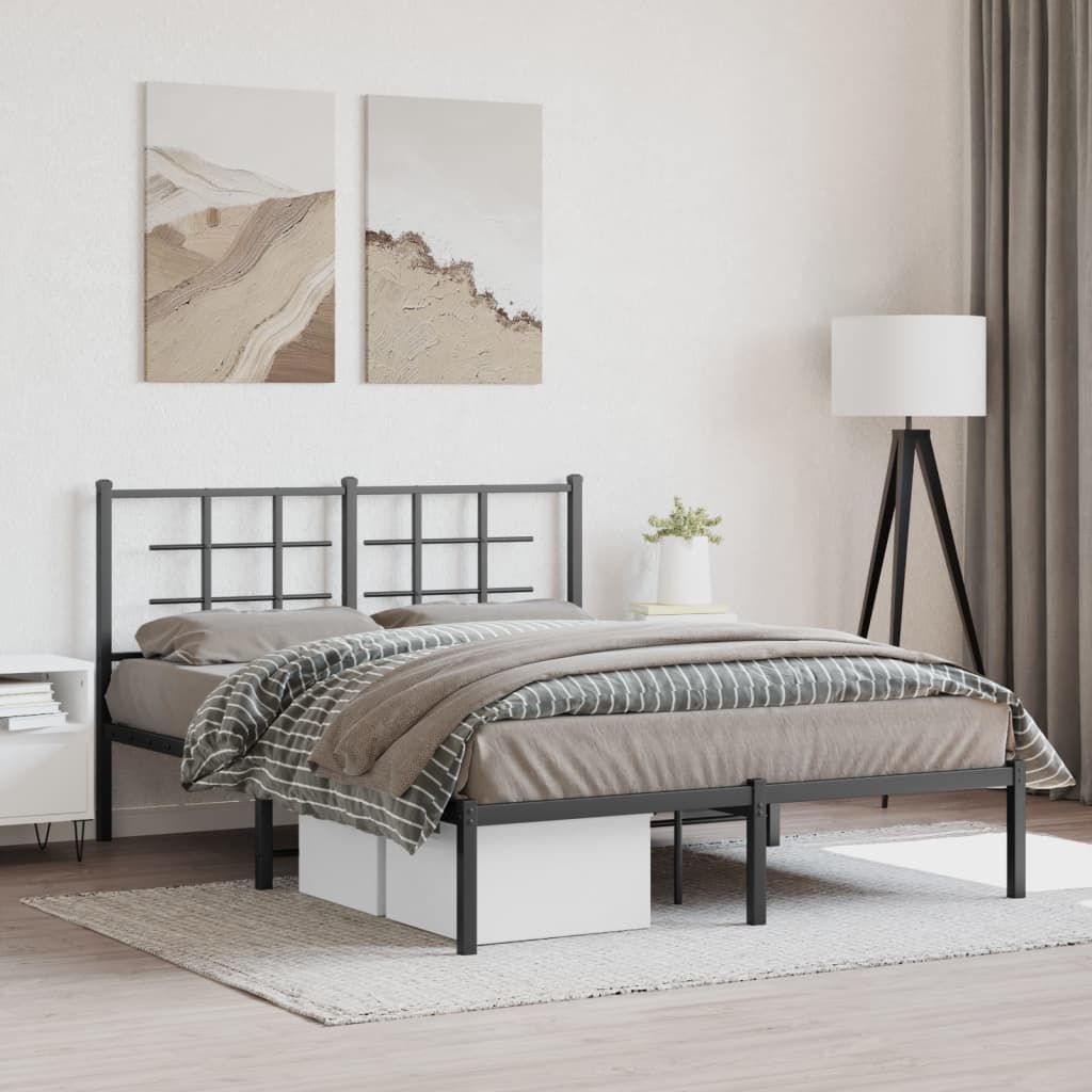 Sengeramme i metall med hodegavl svart 135x190 cm