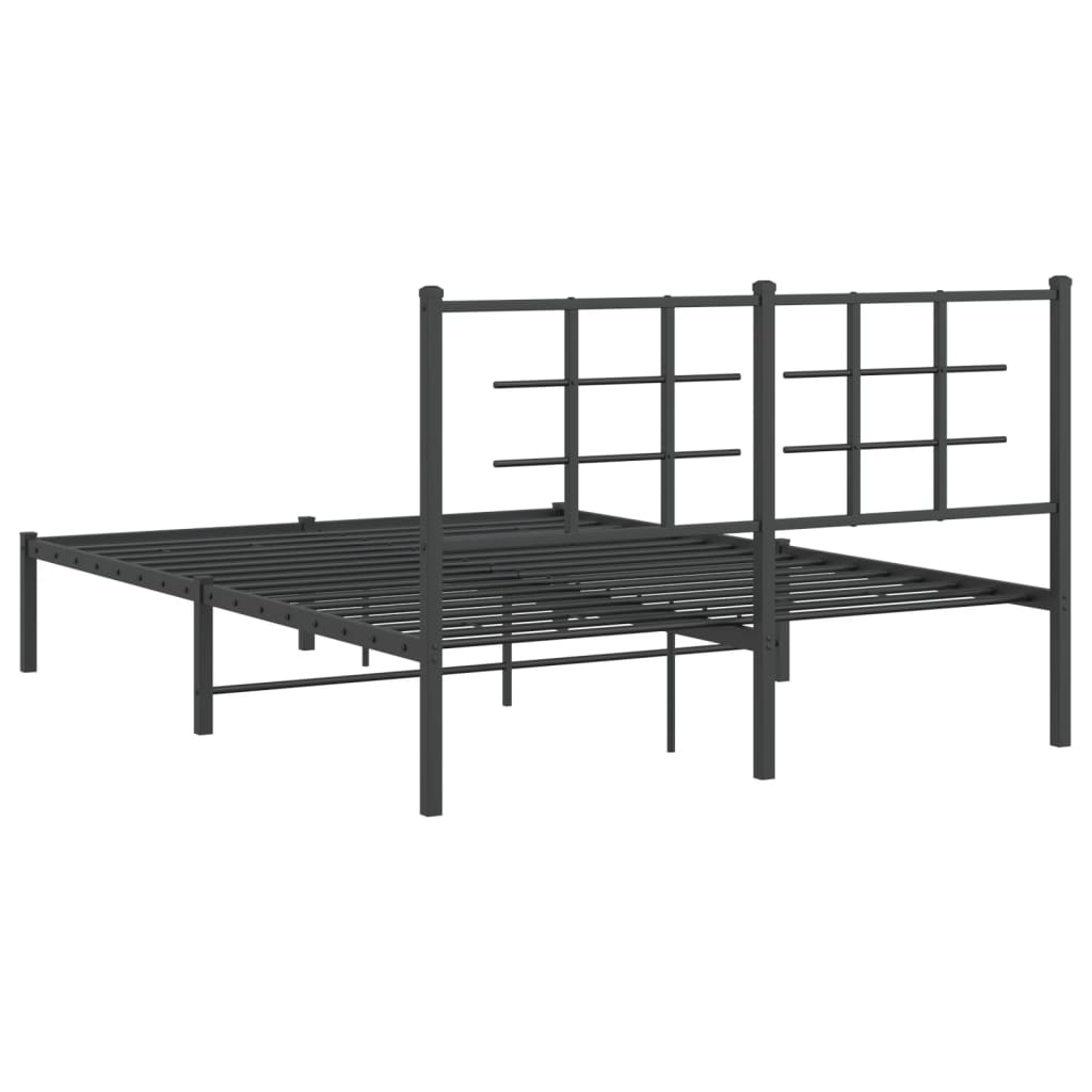 Sengeramme i metall med hodegavl svart 140x190 cm