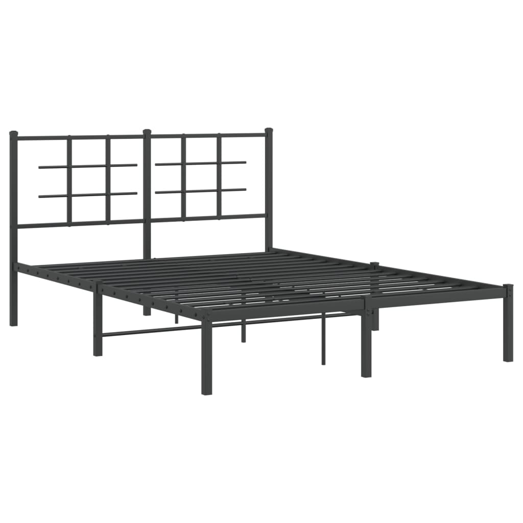 Sengeramme i metall med sengegavl svart 140x200 cm