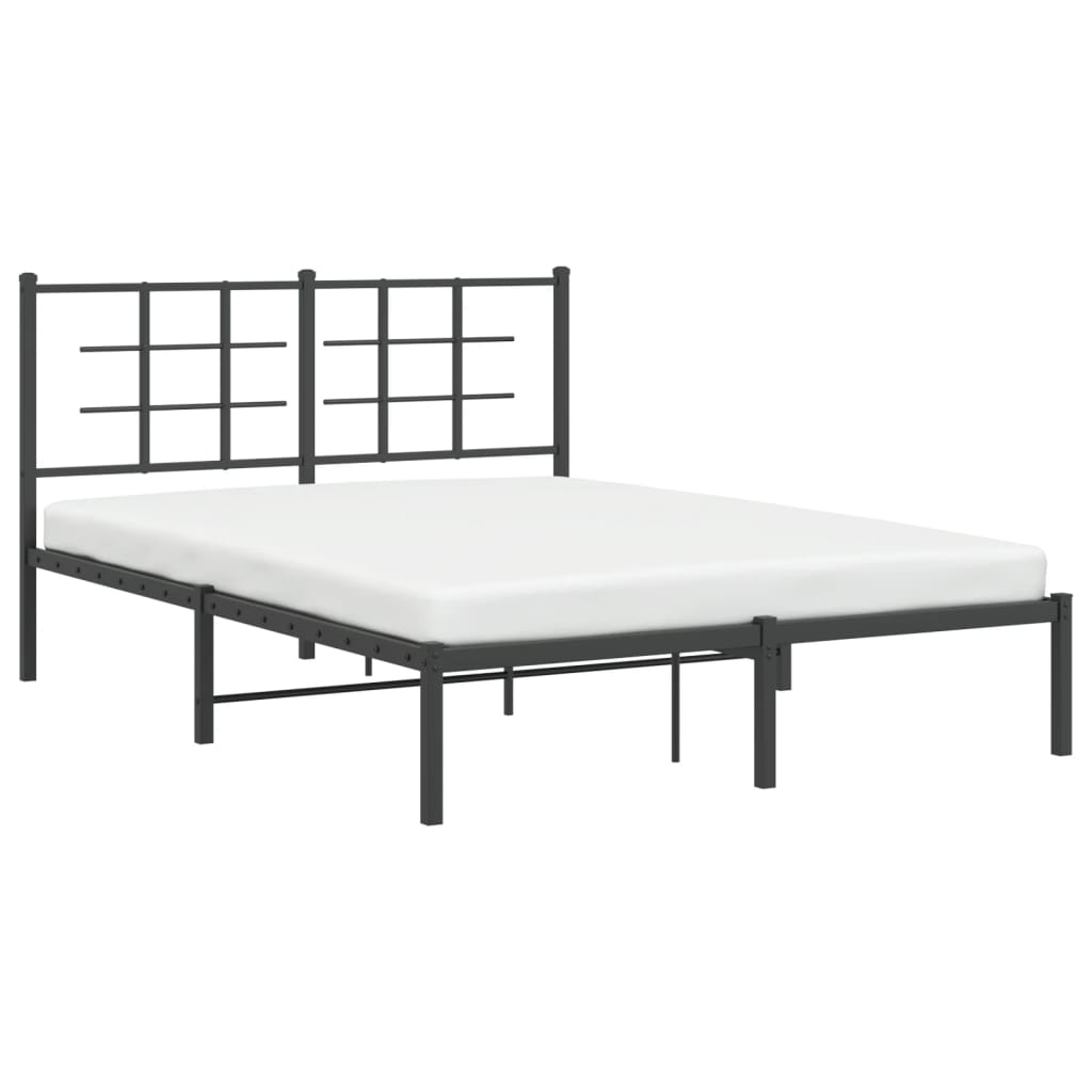 Sengeramme i metall med sengegavl svart 140x200 cm