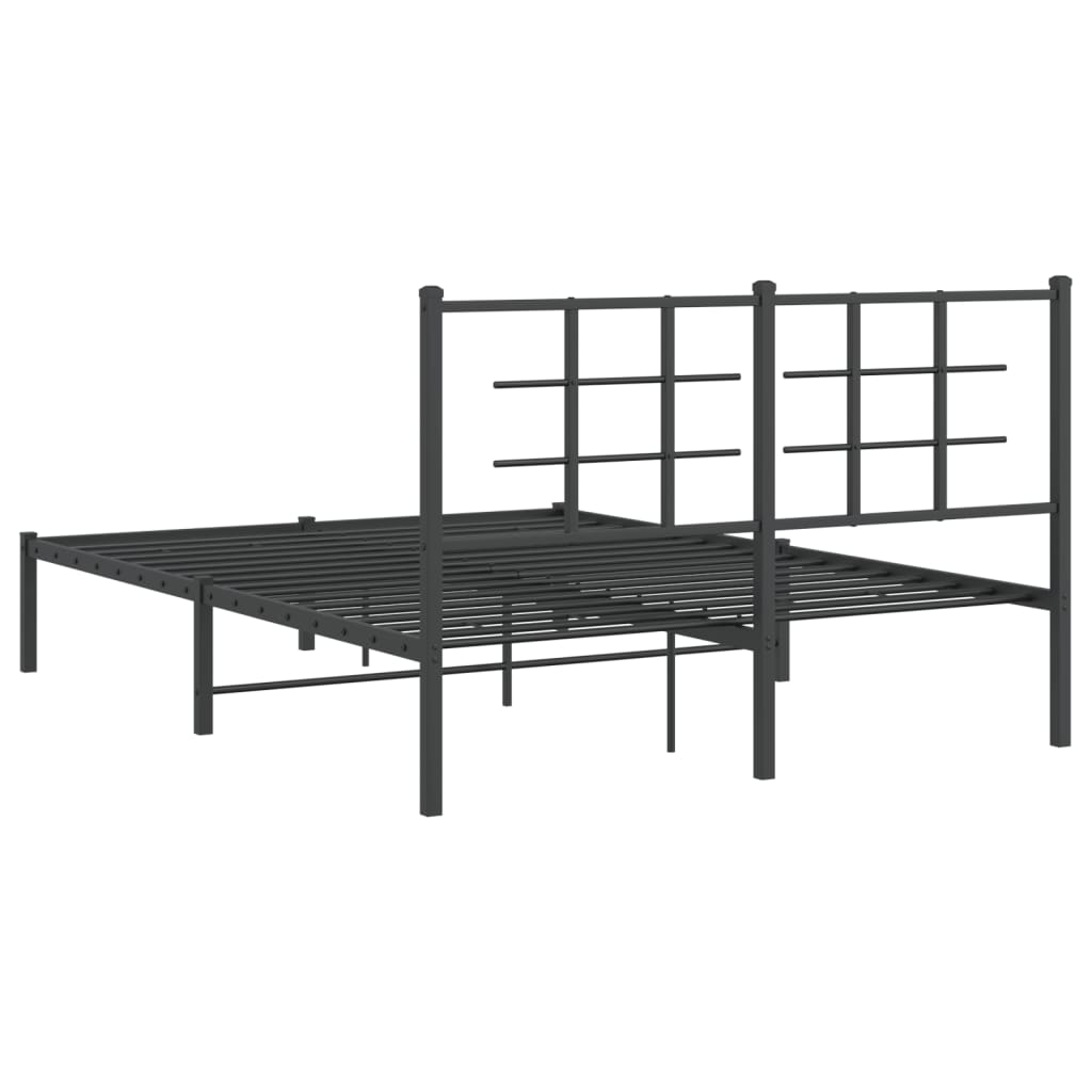 Sengeramme i metall med sengegavl svart 140x200 cm