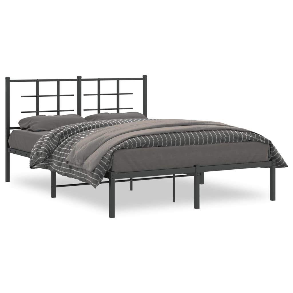 Sengeramme i metall med sengegavl svart 140x200 cm