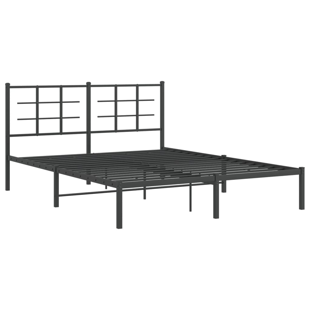 Sengeramme i metall med sengegavl svart 150x200 cm