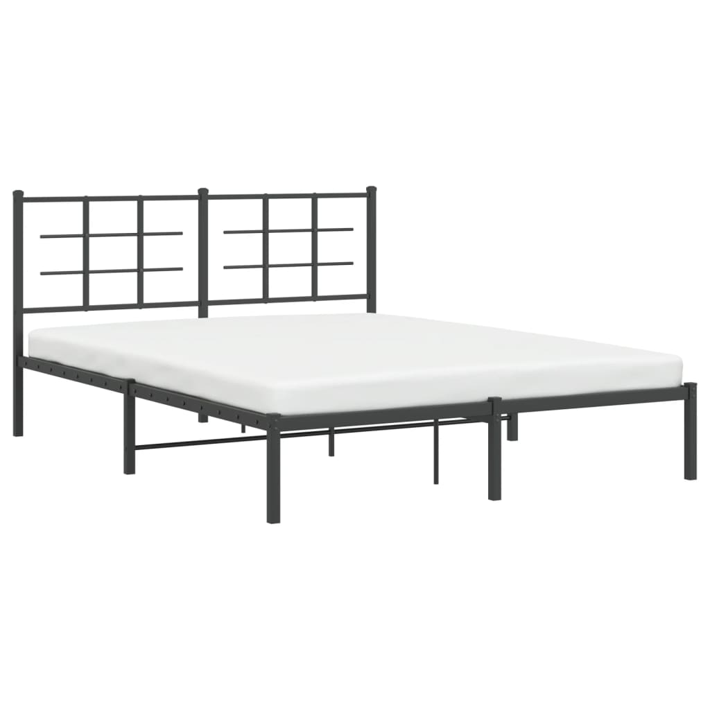 Sengeramme i metall med sengegavl svart 150x200 cm
