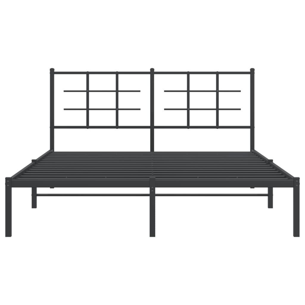 Sengeramme i metall med sengegavl svart 150x200 cm