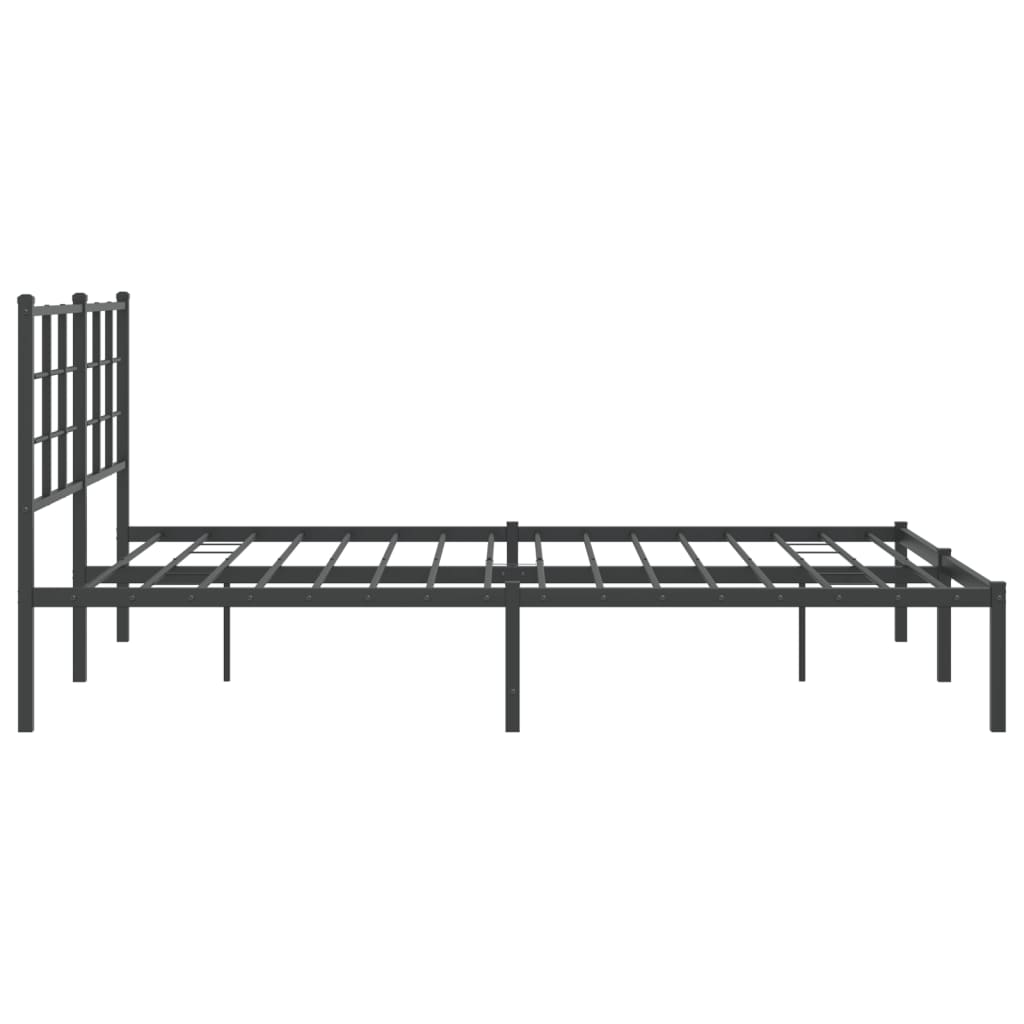 Sengeramme i metall med sengegavl svart 150x200 cm