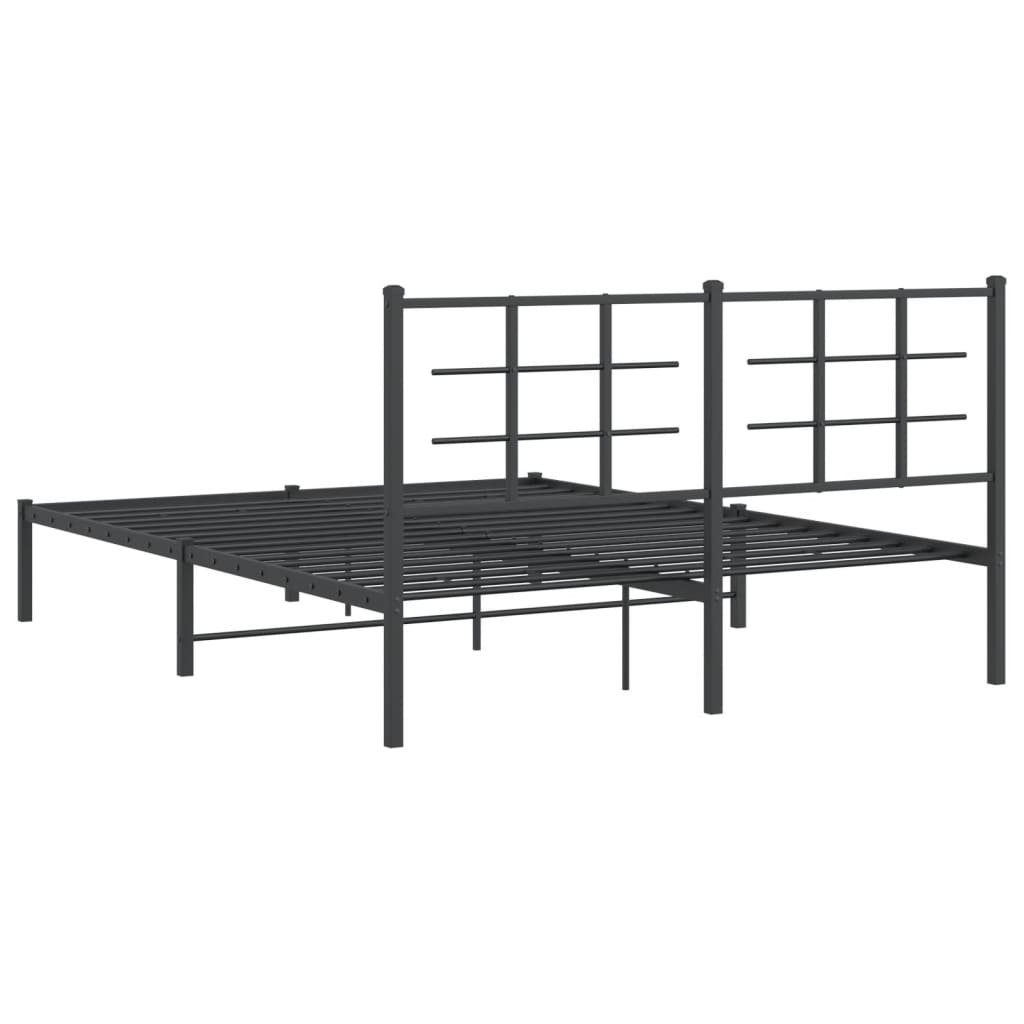 Sengeramme i metall med sengegavl svart 150x200 cm
