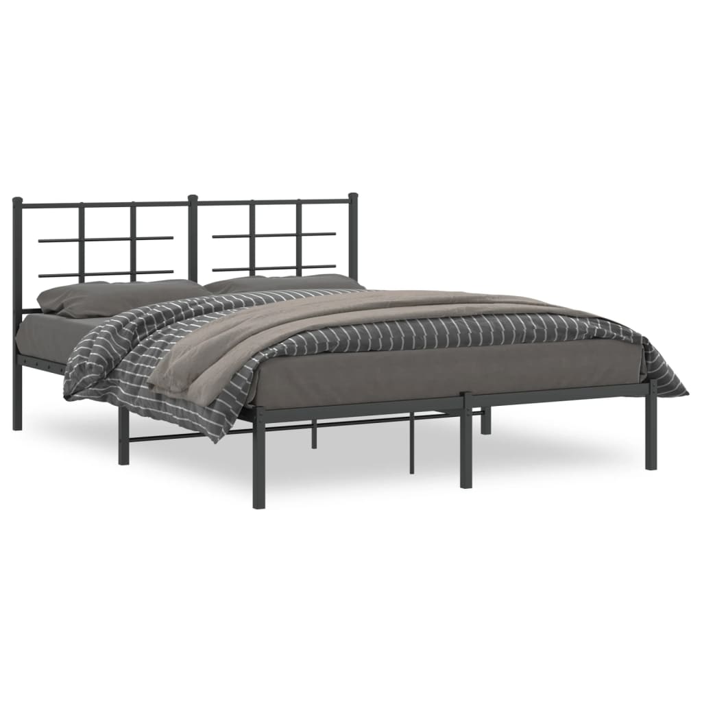 Sengeramme i metall med sengegavl svart 150x200 cm