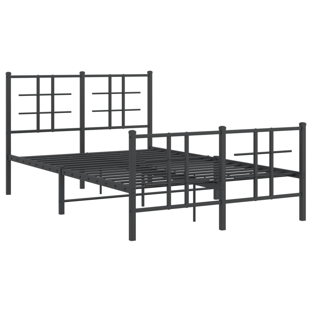Sengeramme i metall med hode- og fotgavl svart 120x190 cm