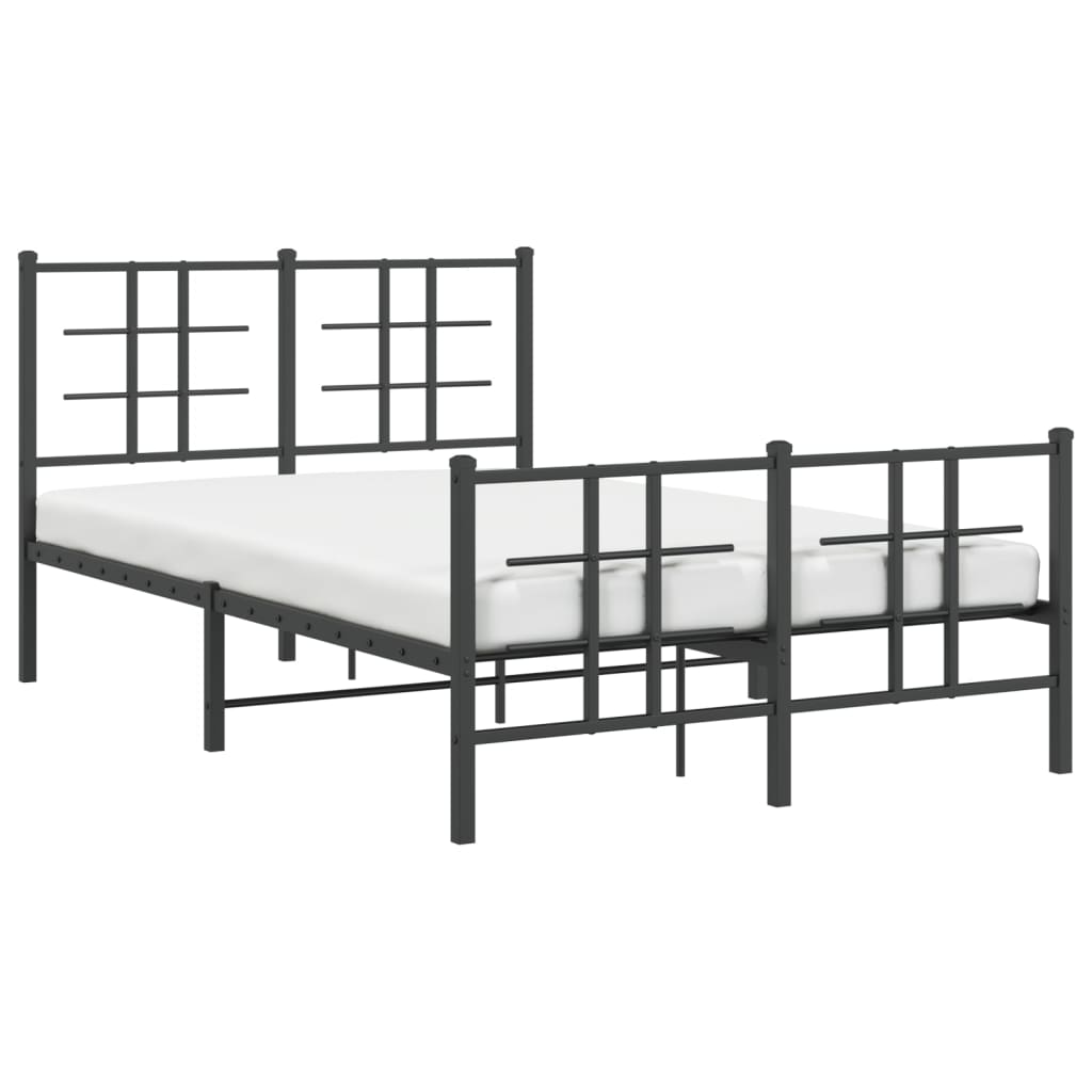Sengeramme i metall med hode- og fotgavl svart 120x190 cm