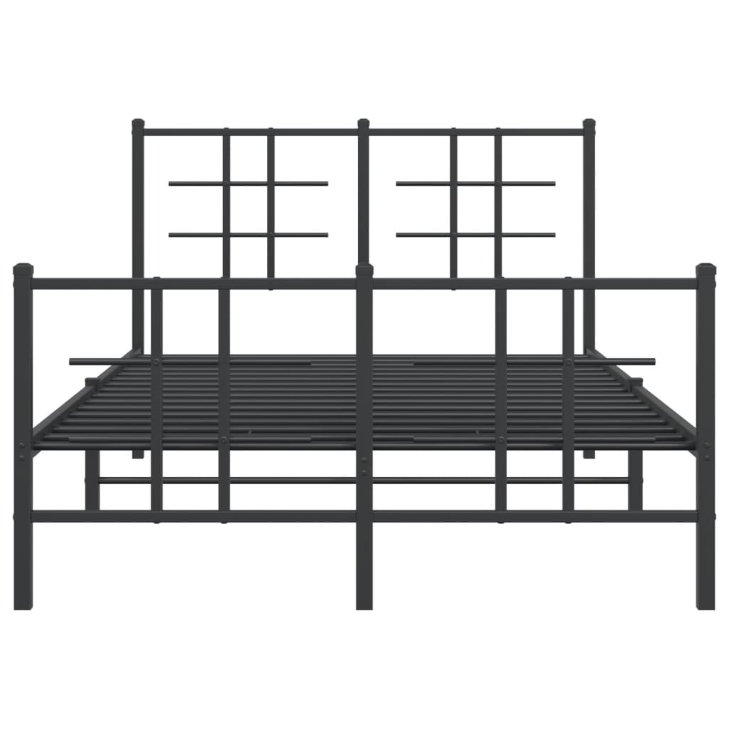 Sengeramme i metall med hode- og fotgavl svart 120x190 cm