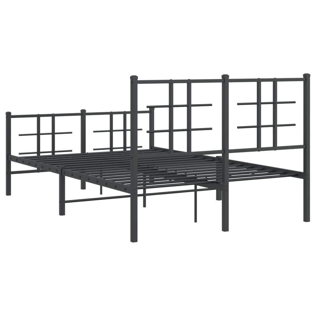 Sengeramme i metall med hode- og fotgavl svart 120x190 cm