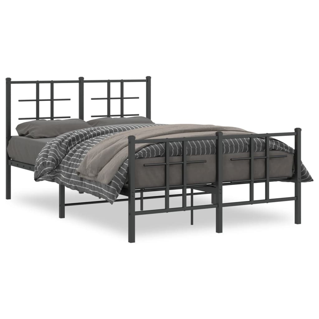 Sengeramme i metall med hode- og fotgavl svart 120x190 cm