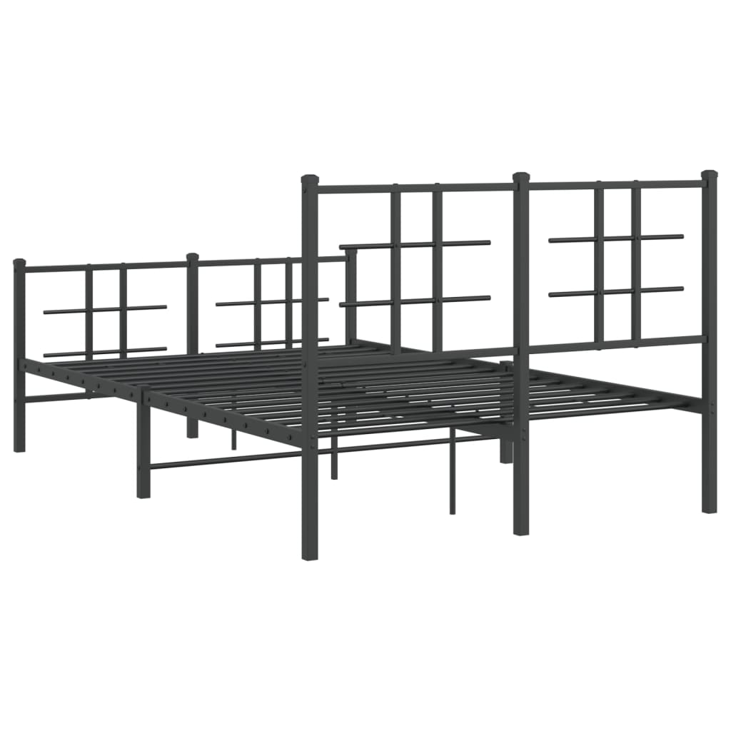 Sengeramme i metall med hode- og fotgavl svart 120x200 cm