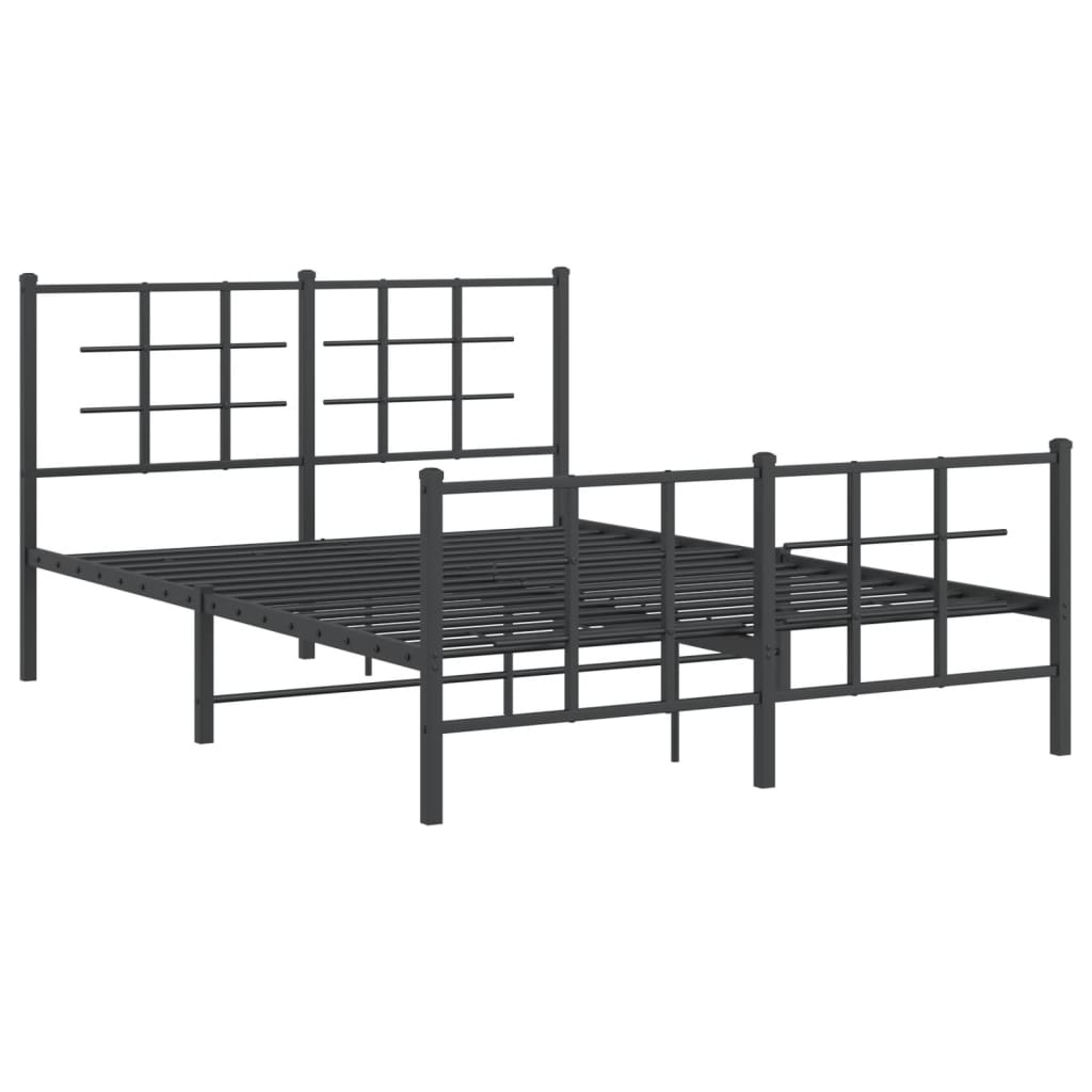 Sengeramme i metall med hode- og fotgavl svart 135x190 cm