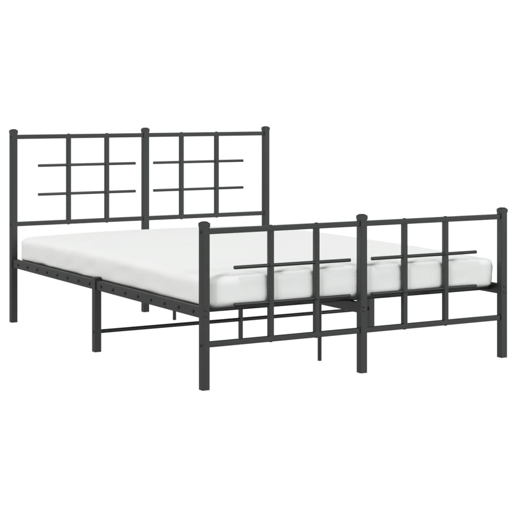 Sengeramme i metall med hode- og fotgavl svart 135x190 cm