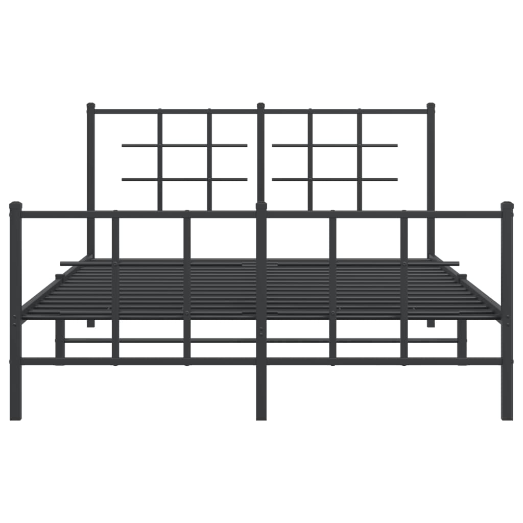 Sengeramme i metall med hode- og fotgavl svart 135x190 cm