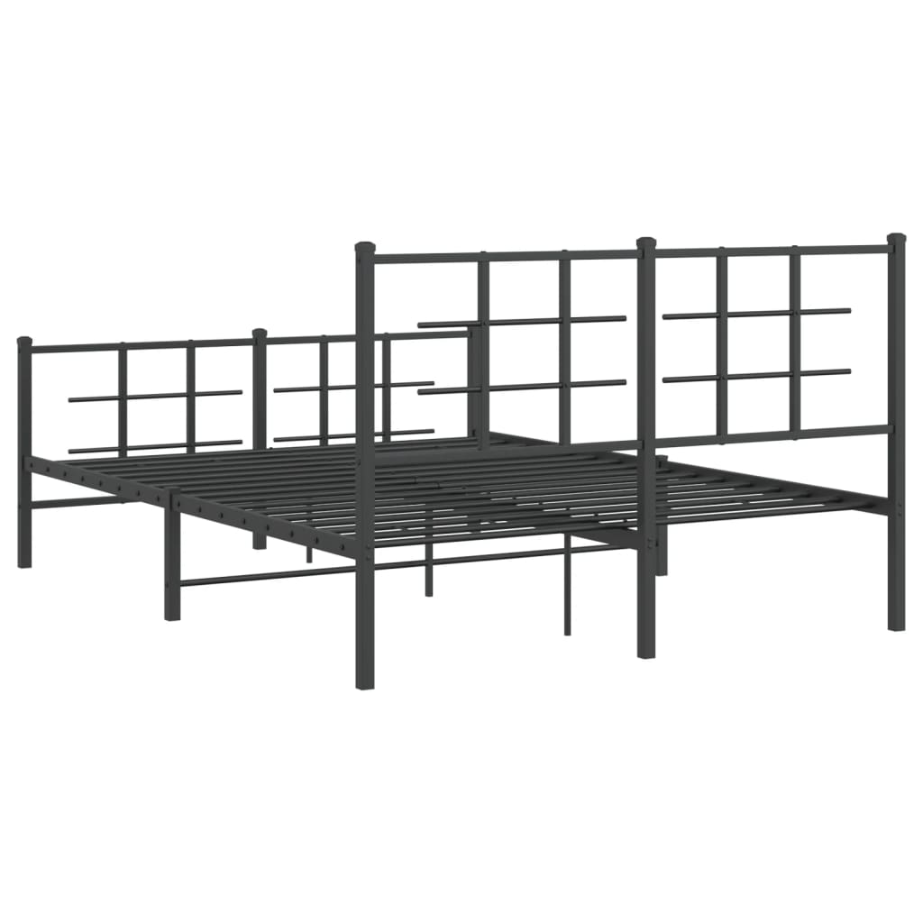 Sengeramme i metall med hode- og fotgavl svart 135x190 cm