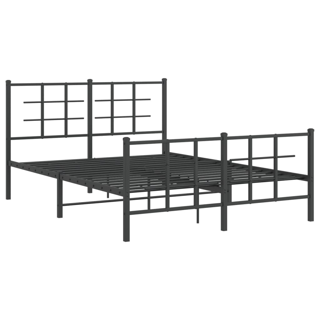 Sengeramme i metall med hode- og fotgavl svart 140x190 cm