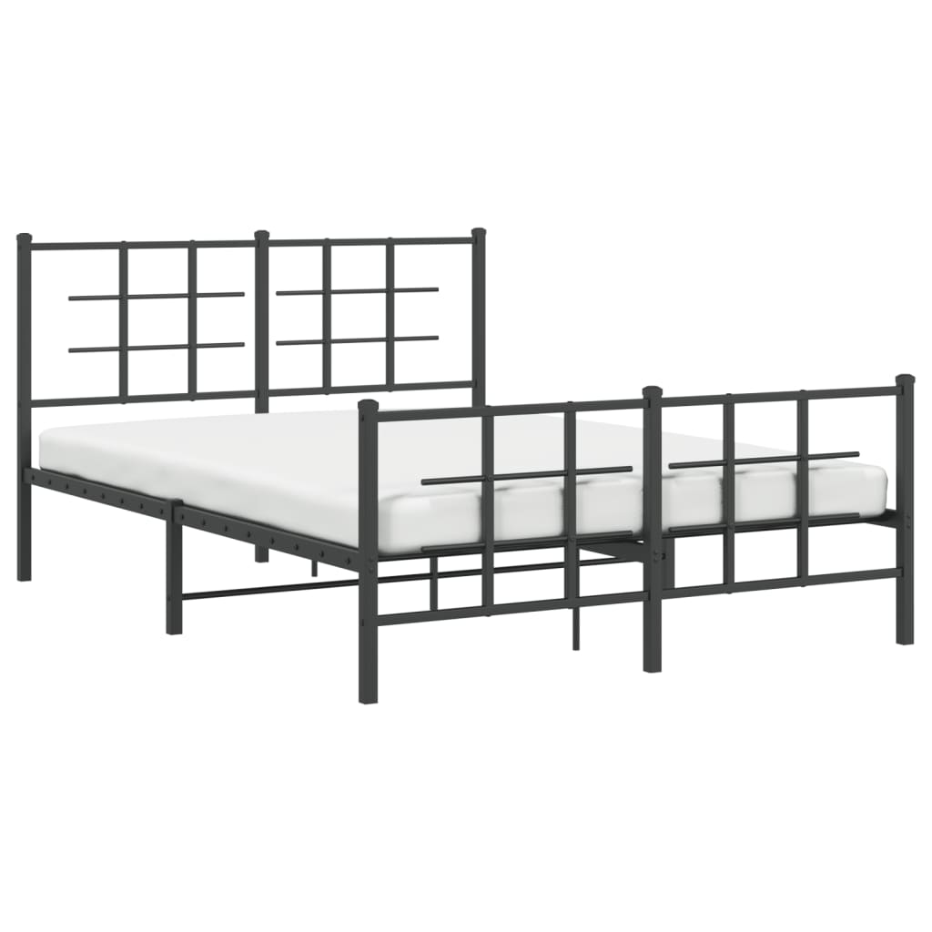 Sengeramme i metall med hode- og fotgavl svart 140x190 cm