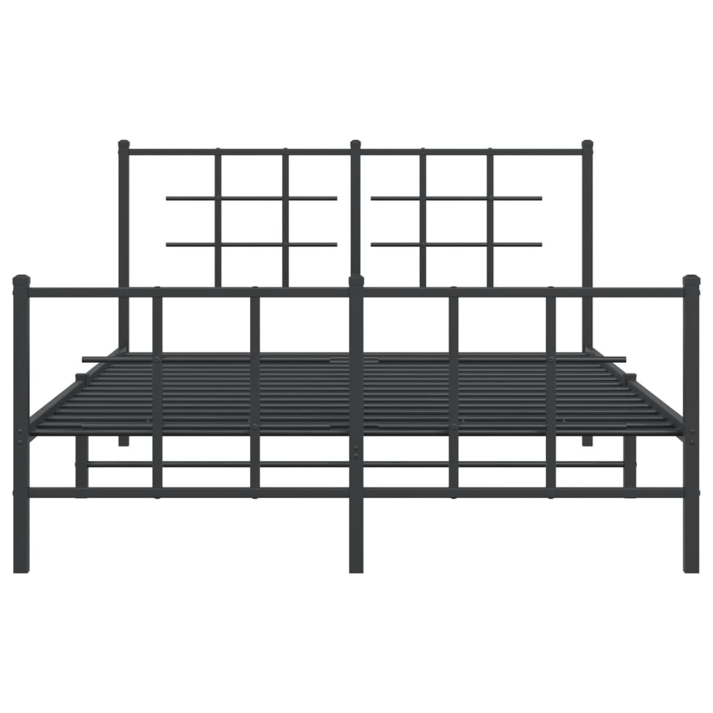 Sengeramme i metall med hode- og fotgavl svart 140x190 cm