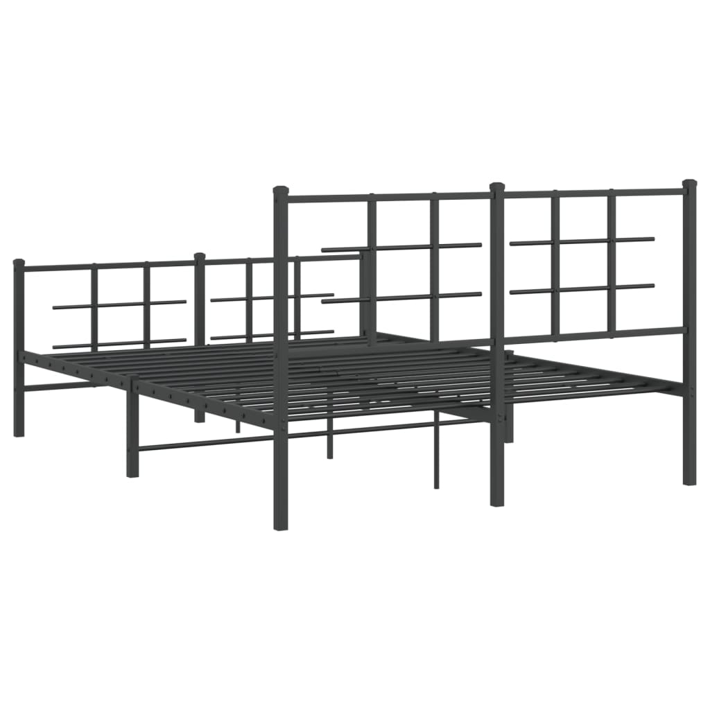 Sengeramme i metall med hode- og fotgavl svart 140x190 cm