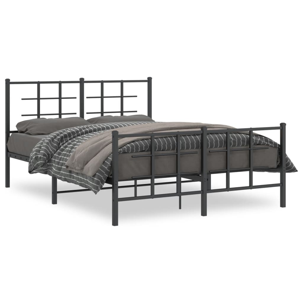 Sengeramme i metall med hode- og fotgavl svart 140x190 cm