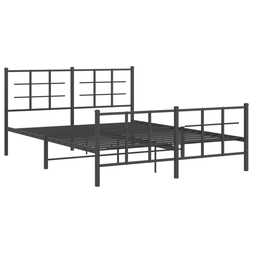 Sengeramme i metall med hode- og fotgavl svart 150x200 cm