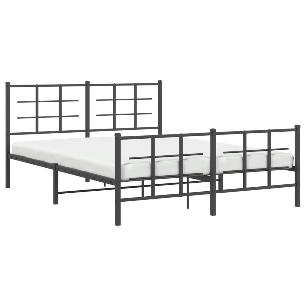 Sengeramme i metall med hode- og fotgavl svart 150x200 cm