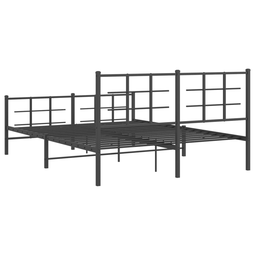Sengeramme i metall med hode- og fotgavl svart 150x200 cm