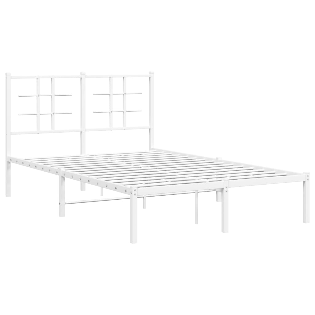 Sengeramme i metall med hodegavl hvit 120x190 cm